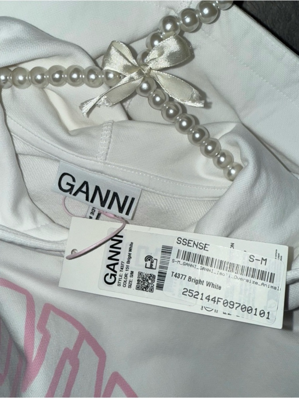GANNI WHITE ANIMAL PRINT HOODIE IN BRIGHT WHITE - Picture 5 of 11